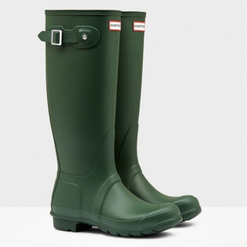 Tall Hunter Matte Green Rain Boots